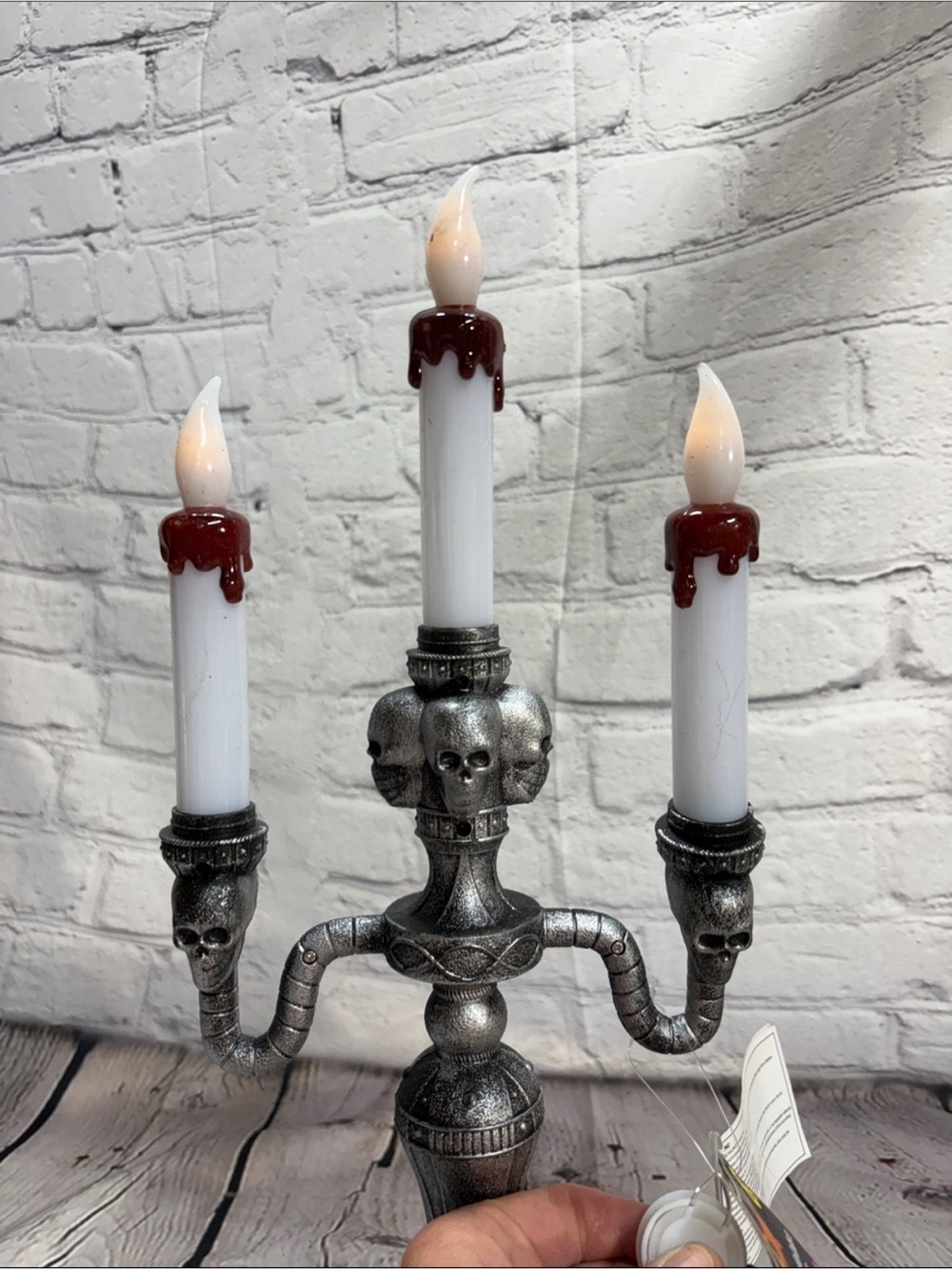 Skull and dripping blood candelabra Three-Arm Candle Holder lights up new